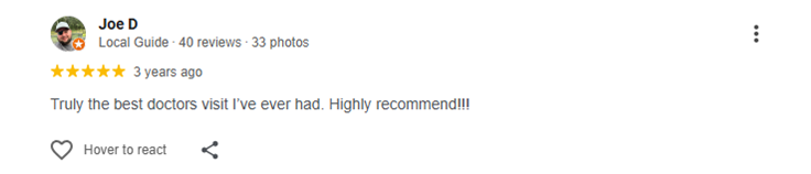 Truly the best doctors visit I’ve ever had. Highly recommend!!!